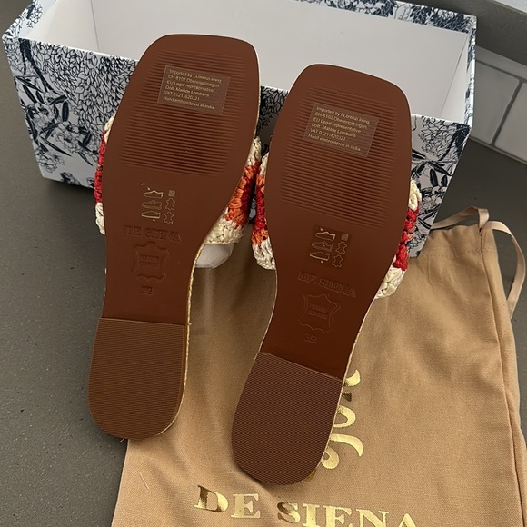 De Siena Raffia Embroidered Slides From Athropologie - Picture 5 of 6